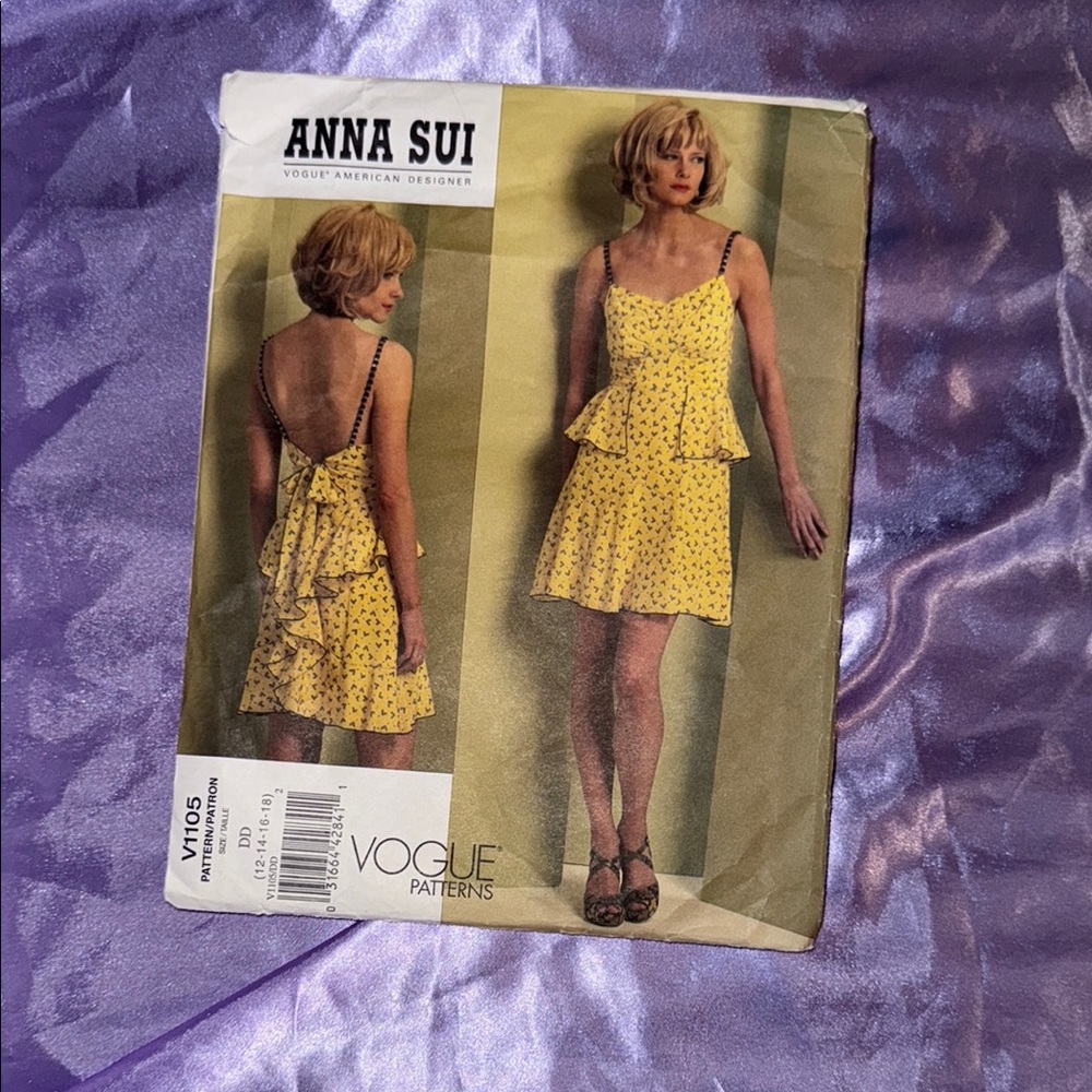 Anna Sui Yellow Patterned Dress Design DD 12-14-16-18